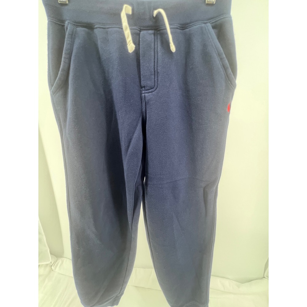 Polo‎ Ralph Lauren Navy Blue Jogger Sweatpants Red Pony Logo Youth L 14-16